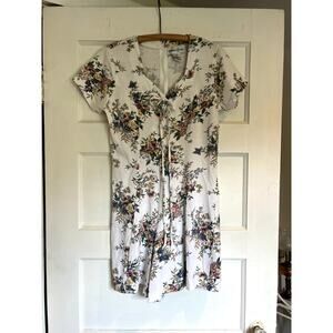 Vintage 90s floral cotton lace-up romper
